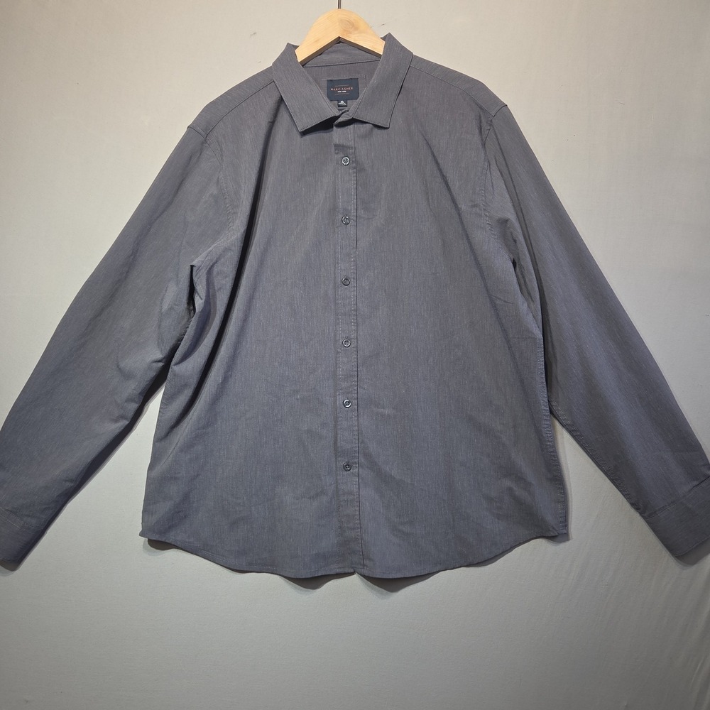 Marc Asher New York Mens XL Gray Button Front‎ Shirt Long Sleeve Stretch Casual